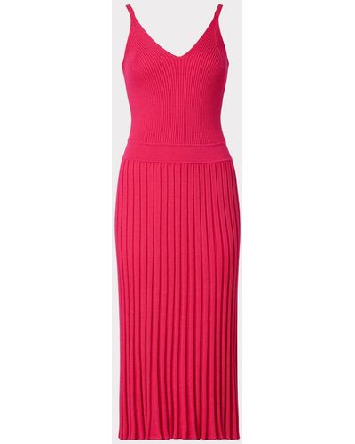 MILLY Cami Top Pleated Midi Dress - Pink