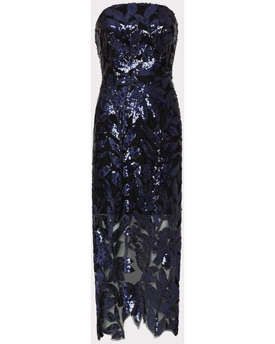 MILLY Kait Floral Sequins Dress - Blue