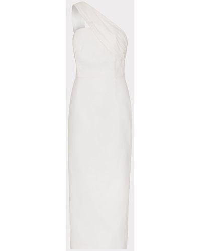 MILLY Draped One Shoulder Linen Dress - White