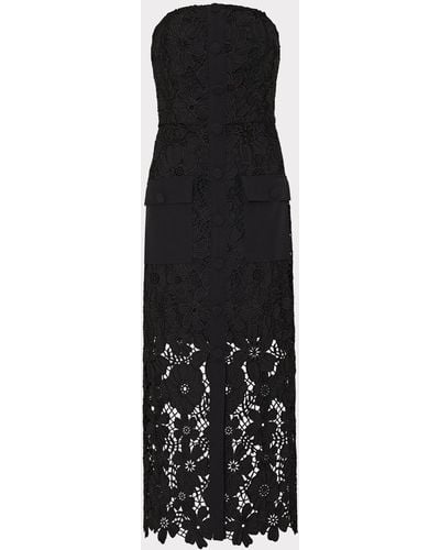 MILLY Adrienne Roja Lace Midi Dress - Black