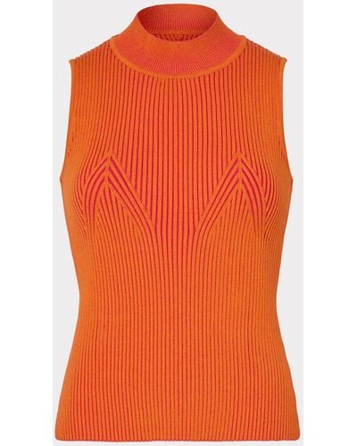 MILLY Plaited Knit Shell Top - Orange