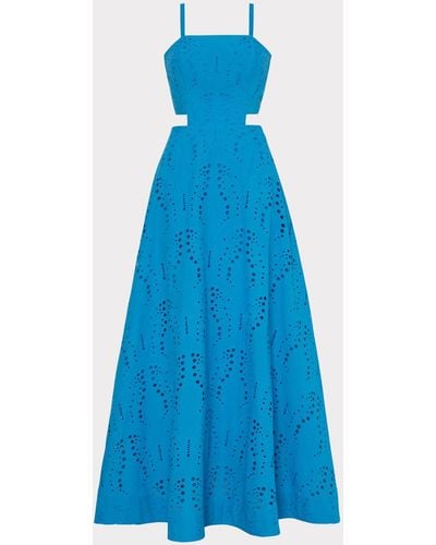 MILLY Crosby Butterfly Eyelet Maxi Dress - Blue