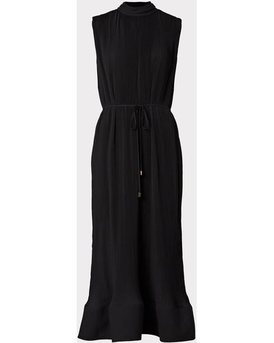MILLY Melina Solid Pleated Dress - Black