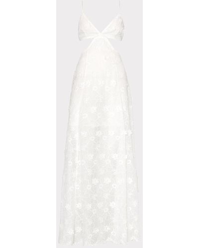 MILLY Vivianne 3d Floral Cotton Eyelet Dress - White