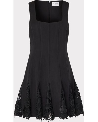 MILLY Ariel Cady 3d Lace Combo Dress - Black