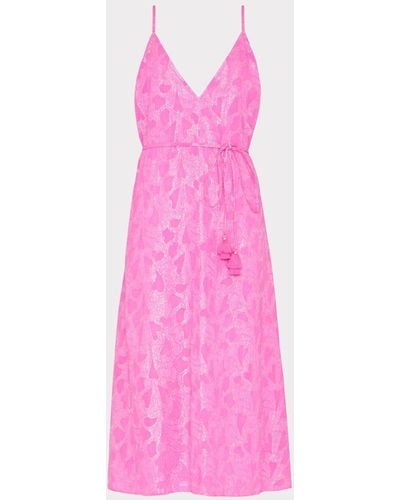 MILLY Lurex Jacquard Spaghetti Strap Cover-up - Pink
