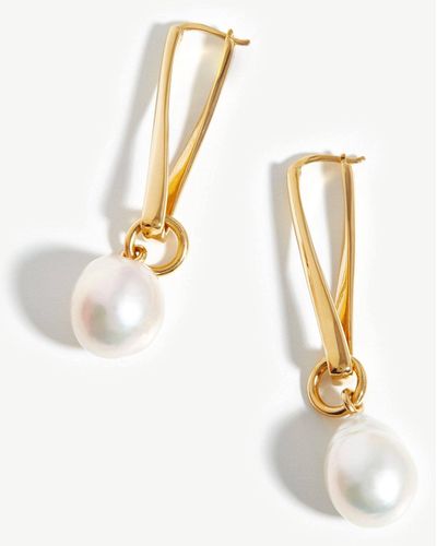 Missoma Baroque Pearl Twisted Drop Earrings | 18ct Gold Plated/pearl - White