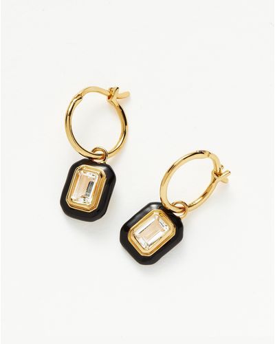 Missoma Enamel & Stone Charm Mini Hoop Earrings | 18ct Gold Plated Vermeil/crystal Quartz - Metallic