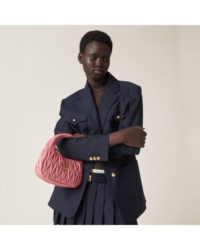 Miu Miu Wander Matelassé Nappa Leather Mini Hobo Bag in Pink