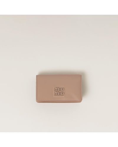 Miu Miu Leather Card Holder - Natural