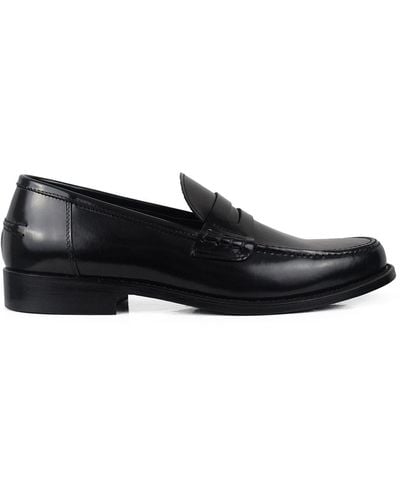 ALBERTO Leather Loafers - Black