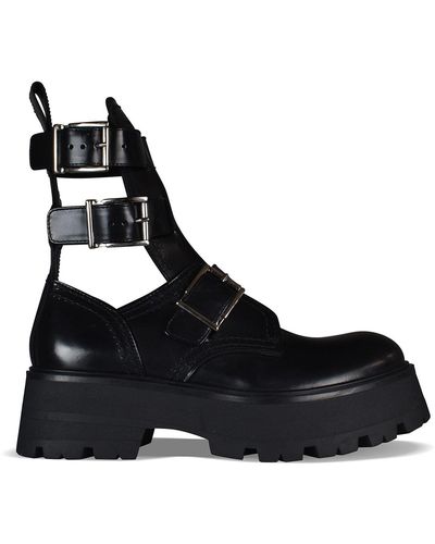Alexander McQueen Buckled Ankle Boots - Black