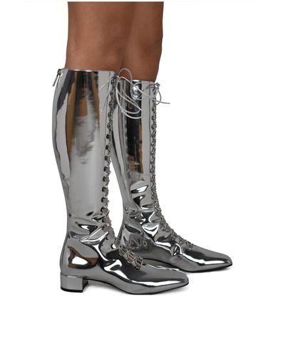 Dior Empreinte Montaigne 70 mm Off White Knee High Pull On Caged Boots –  Miami Lux Boutique