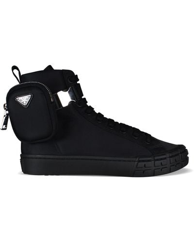 Prada Wheel Re-nylon High-top Sneakers - Black