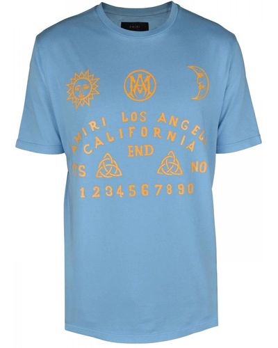 Amiri T-shirt in jersey di cotone con logo stampato - Blu