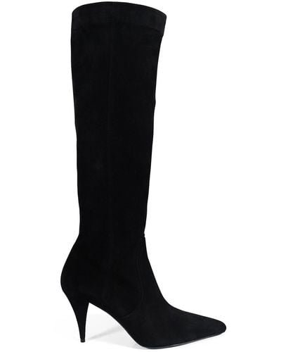 Saint Laurent Kiki Suede Boots - Black