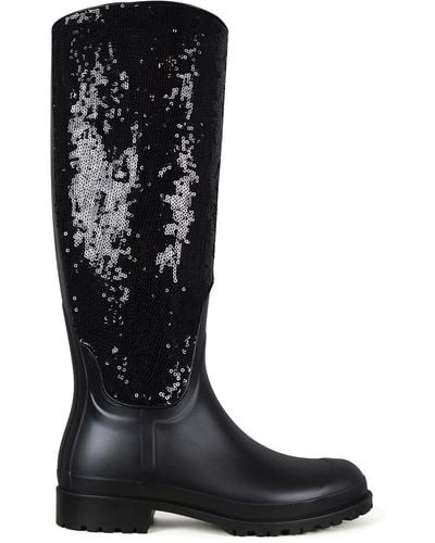 Saint Laurent Black Sequin Rain Boots - Schwarz
