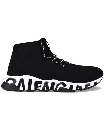 Balenciaga Sneakers Speed Lace Up Graffiti - Negro