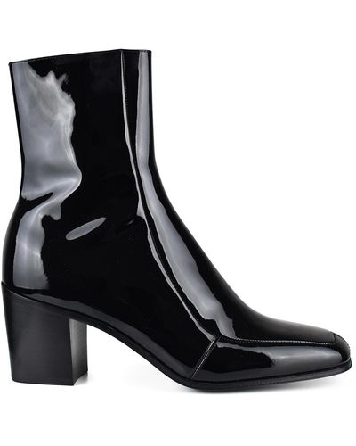 Saint Laurent Beau Patent-leather Boots - Black