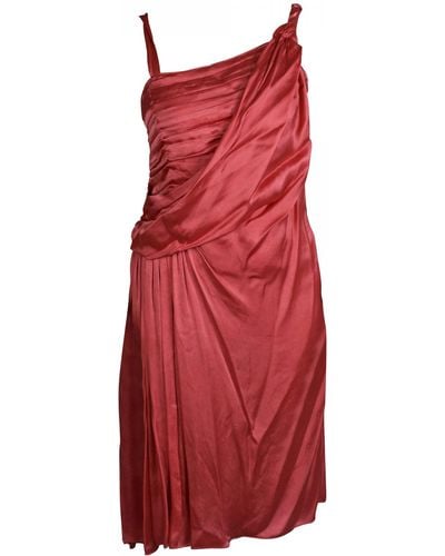 Prada Vestido de día con detalles plisados - Rojo