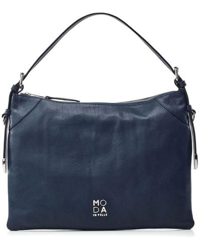 Moda In Pelle Jasmine Bag Navy Leather - Blue