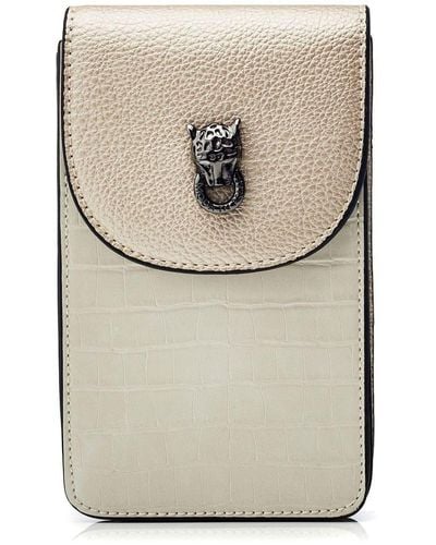 Moda In Pelle Buzby Bag Taupe Patent Mocc Croc - Grey