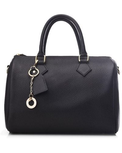 Moda In Pelle Bowler Bag Black Leather