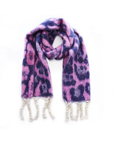 Moda In Pelle Bella Scarf Pink Leopard Textile - Purple