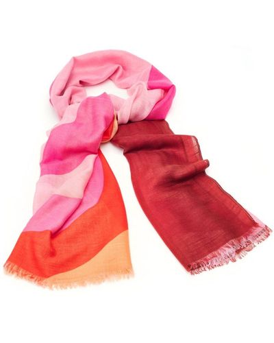 Moda In Pelle Positano Scarf Pink-orange Textile - Red