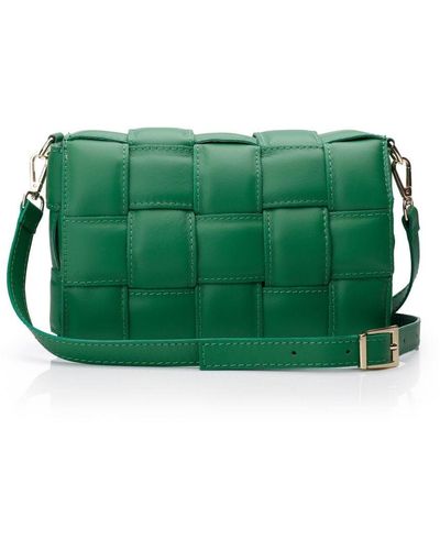 Moda In Pelle Pouffe Bag Green Leather