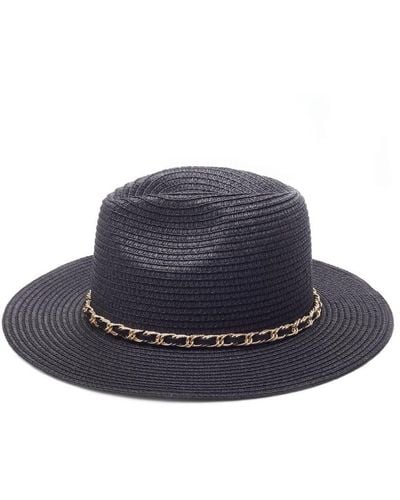 Moda In Pelle Portofino Hat Black Textile - Blue