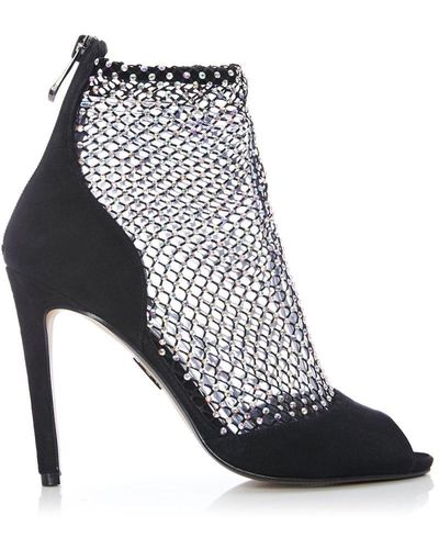 Moda In Pelle Black Suede 'ryanne' High Stiletto Heel Peep Toe Shoes
