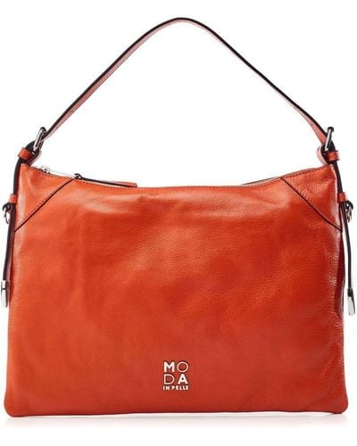 Moda In Pelle Jasmine Bag Orange Leather - Red