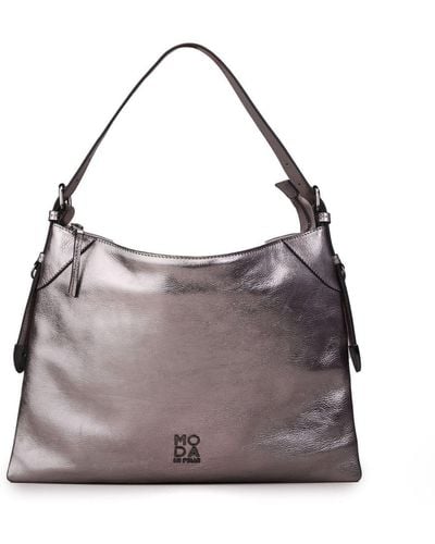 Moda In Pelle Jasmine Bag Pewter Leather - Grey