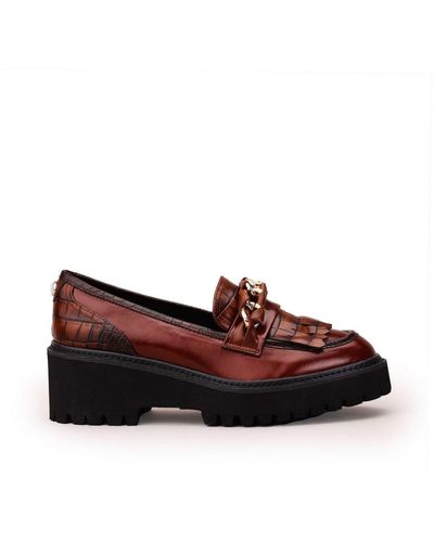 Moda In Pelle Holliee Dark Brown Leather - Red