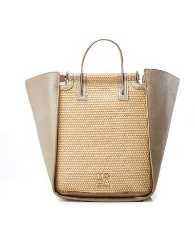 Moda In Pelle Phoenix Tote Gold Porvair - Natural