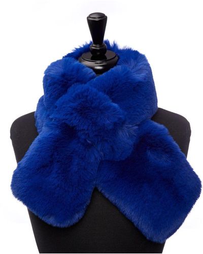 Moda In Pelle Frayascarf Cobalt Blue Faux Fur
