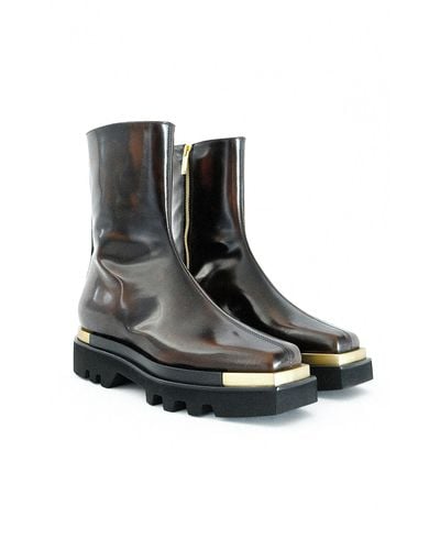 Peter Do Platform Leather Combat Boots - Brown