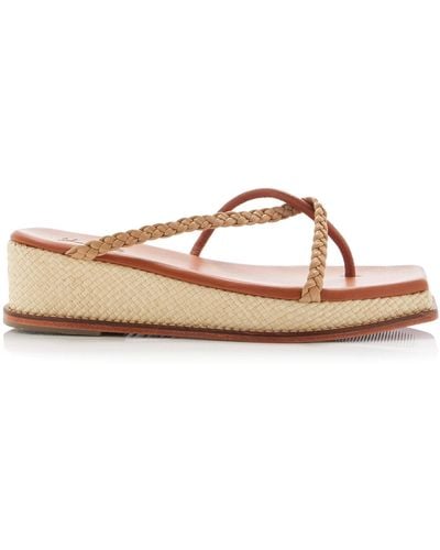 Johanna Ortiz Earthly Heaven Palm, Leather Wedge Sandals - Natural