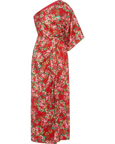 Markarian Carla Rose-detailed Draped Midi Dress - Red