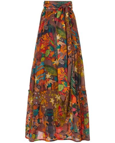 Chufy Khuyana Wrap-effect Cotton-silk Maxi Skirt - Multicolour