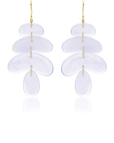 Ten Thousand Things Small Totem 18k Yellow Gold Chalcedony Earrings - White