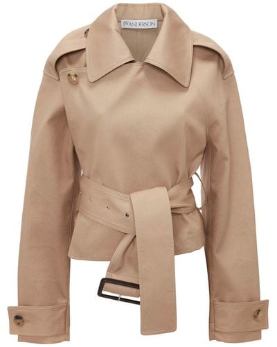 JW Anderson Cropped Cotton Trench Jacket - Natural