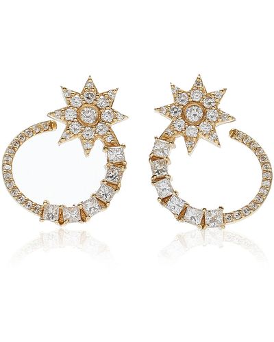 Colette Shooting Star 18k Yellow Gold Diamond Earrings - Metallic
