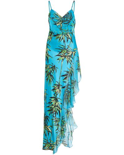 Rodarte Exclusive Printed Silk Midi Dress - Blue