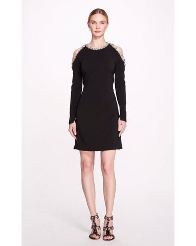 Marchesa Jewel Neck Silk Mini Dress - Black