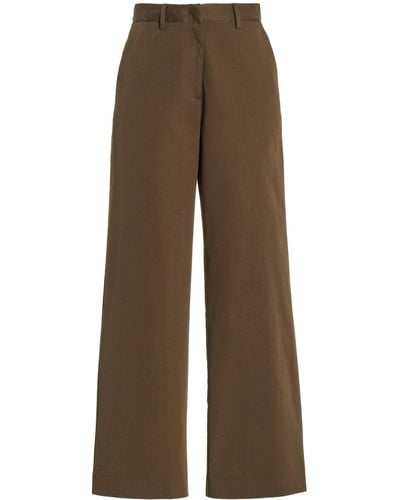Matteau Straight-cut Cotton Twill Trousers - Brown