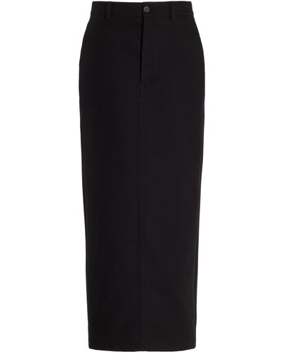 Wardrobe NYC Cotton Drill Maxi Column Skirt - Black