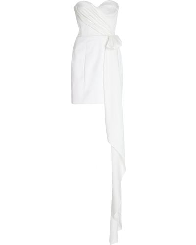 Halpern Exclusive Draped Satin Bustier Mini Dress - White