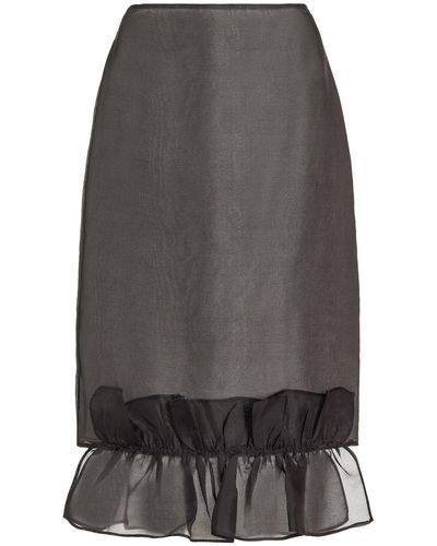 BITE STUDIOS Ruffled Silk Organza Skirt - Grey